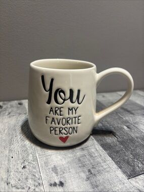 You Are My Favorite Person Cream Ceramic Mug with Red Heart